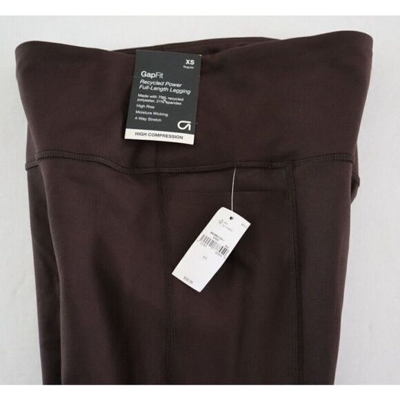 GapFit 880882 Women's Sz XS Brown Recycled Power Full Length Leggings $60 - Picture 9 of 10